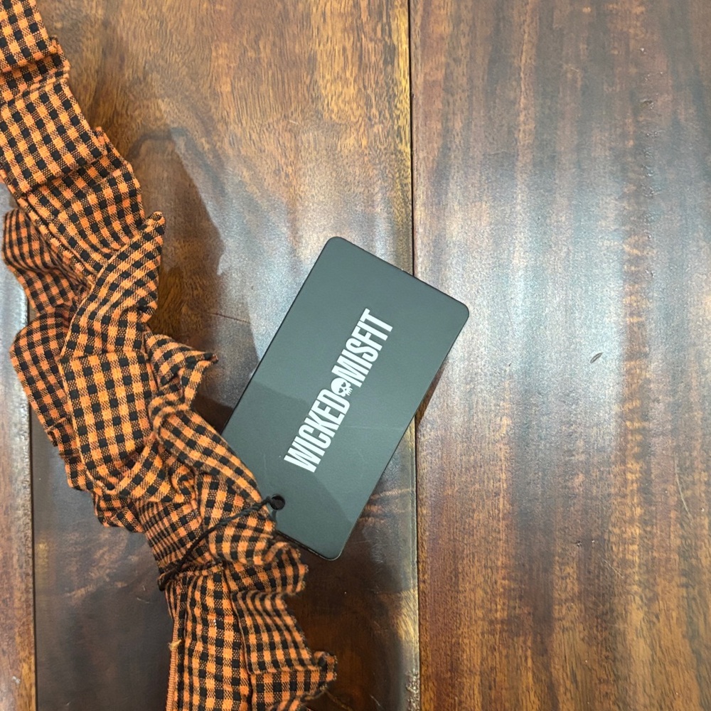 Orange Checkered Ruffle Shoulder Bag - Picture 2 of 4